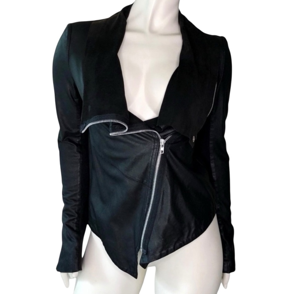 NWOT Muubaa Black Leather Moto Jacket Asymmetrical Zip